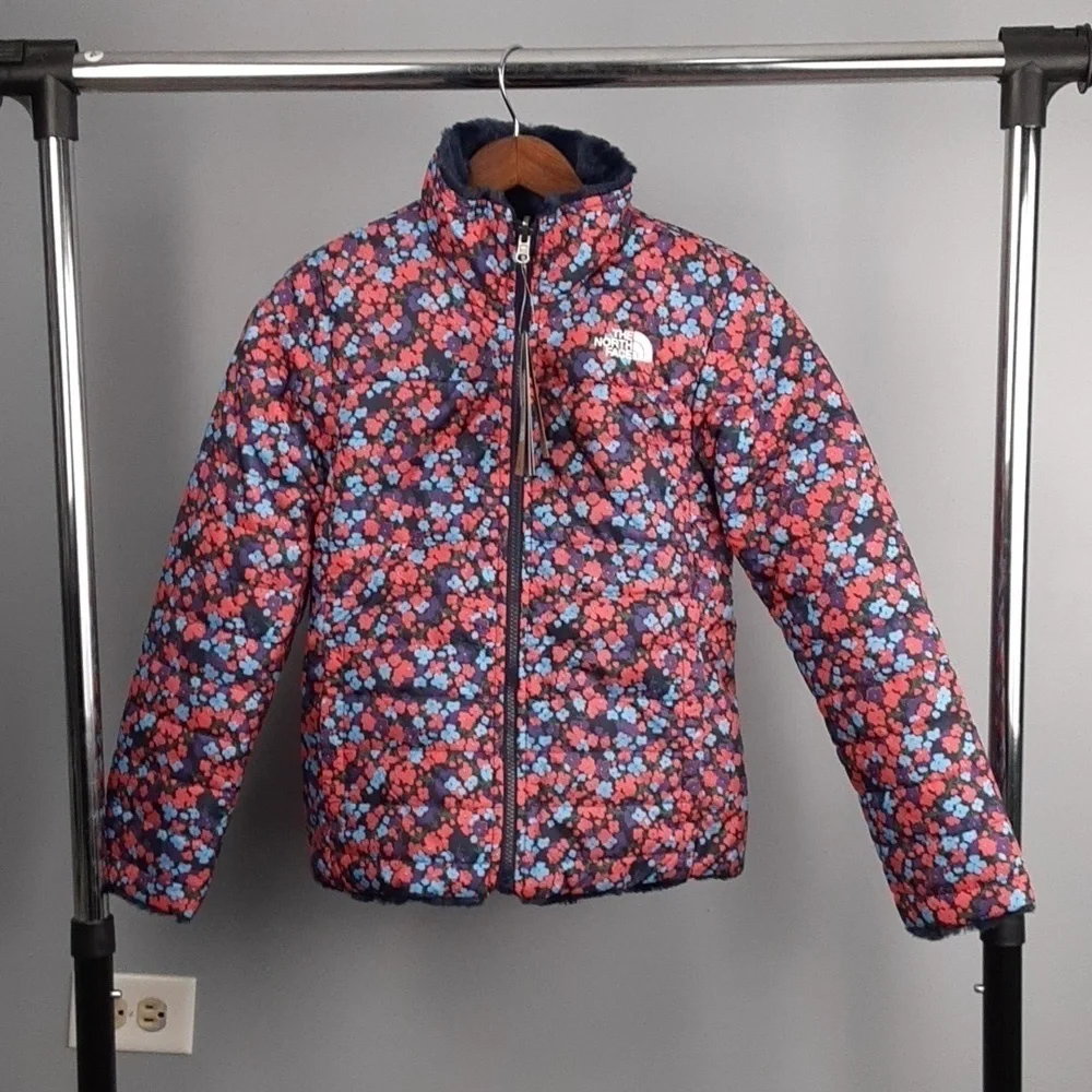 The North Face Kids Reversible Navy Mossbud Swirl Floral Print Jacket